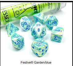 Chessex Lab Dice V (Festive - Garden With Blue) CHX 30046